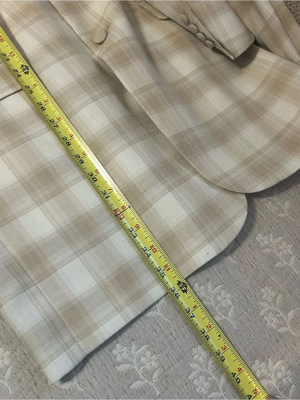 Falcone Superlative 150’s Neutral Plaid Blazer Linen Blend 3-Button Dbl Vent 48L - Picture 11 of 12